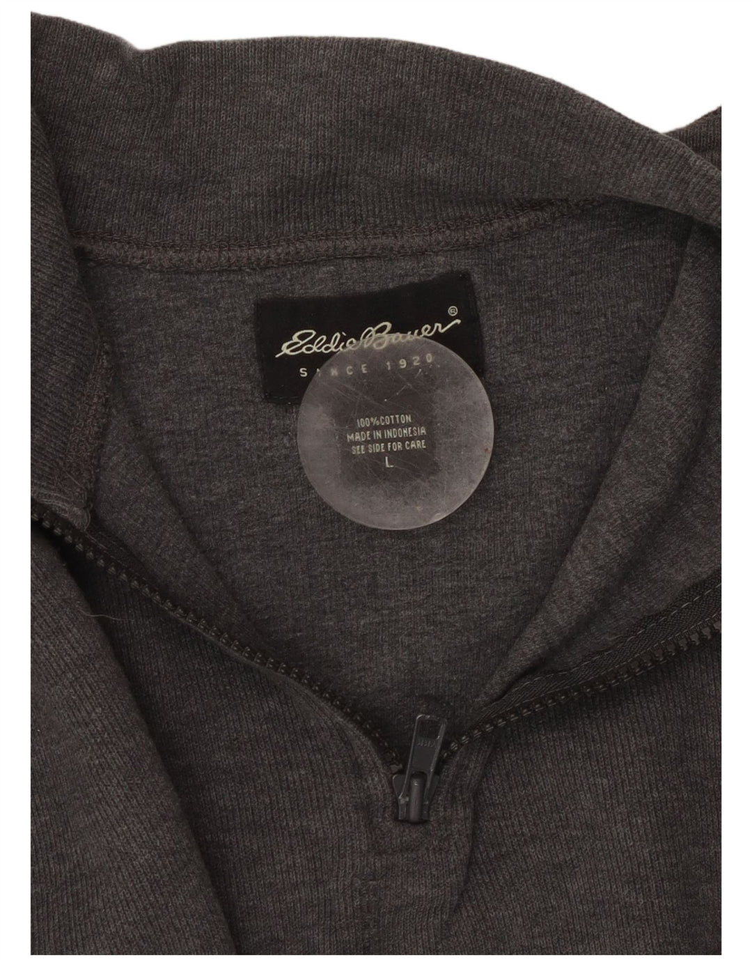 EDDIE BAUER Muška majica s izrezom s patentnim zatvaračem Veliki sivi pamuk u boji