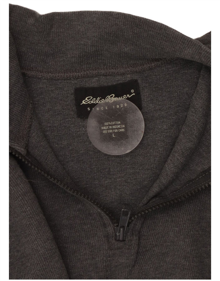EDDIE BAUER Muška majica s izrezom s patentnim zatvaračem Veliki sivi pamuk u boji