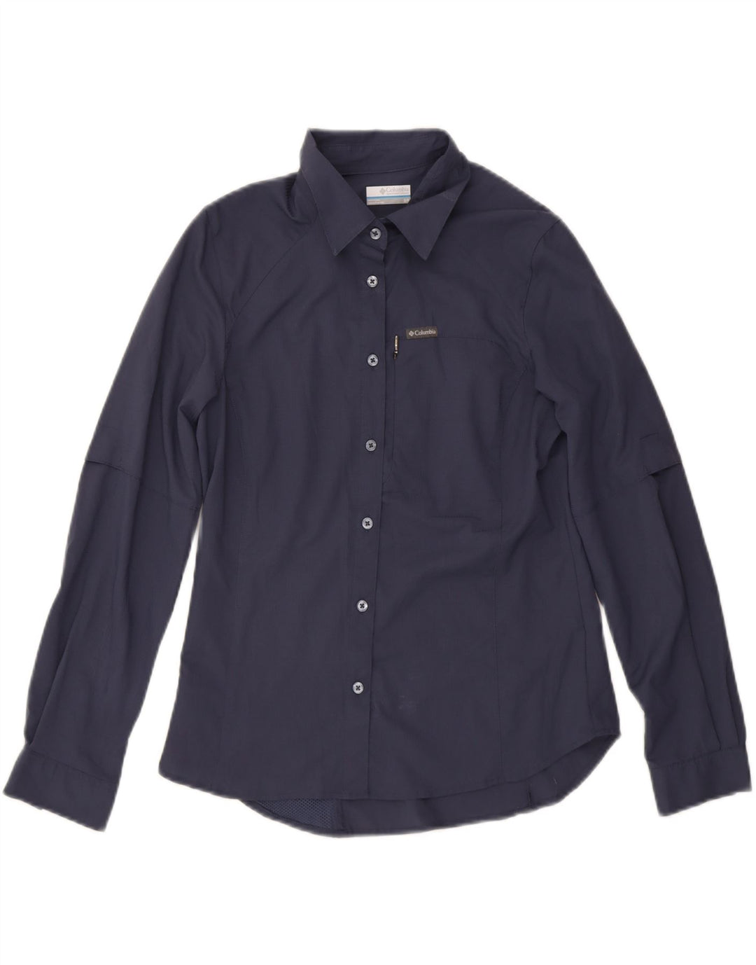 COLUMBIA Womens Shirt UK 10 Small Navy Blue Polyester Vintage Columbia and Second-Hand Columbia from Messina Hembry 