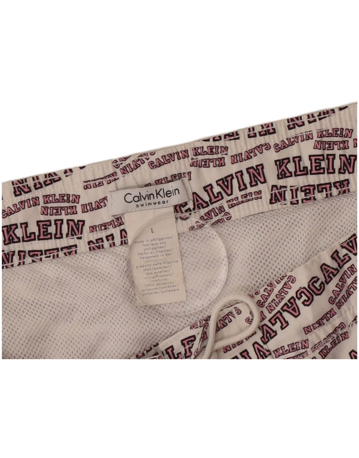Calvin Klein muške kratke hlače za plivanje s grafičkim motivima, veliki, prljavo bijeli poliester