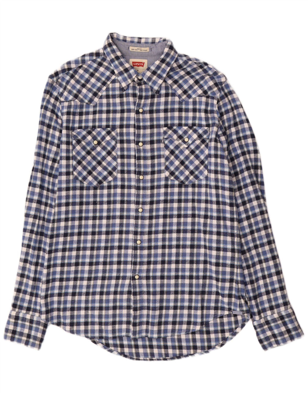 Levi's muška uska flanelska košulja srednje plave boje, pamuk