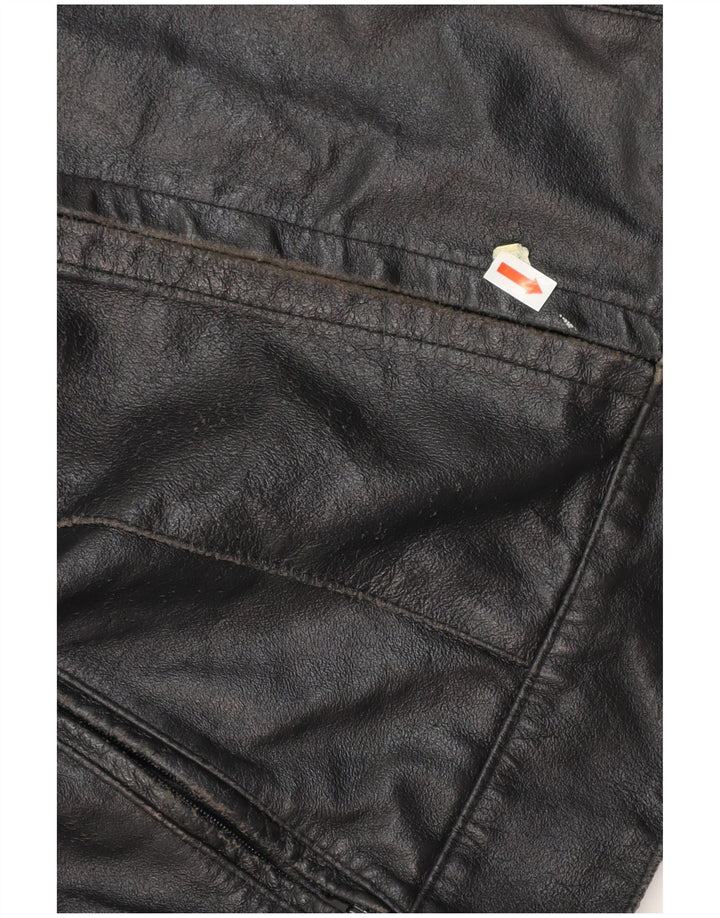 VINTAGE ženska kožna trkaća jakna IT 42 srednje crna koža