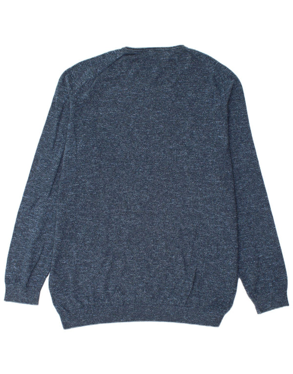 Timberland Mens Crew Neck Jumper Sweater XL Navy Blue Flecked Cotton