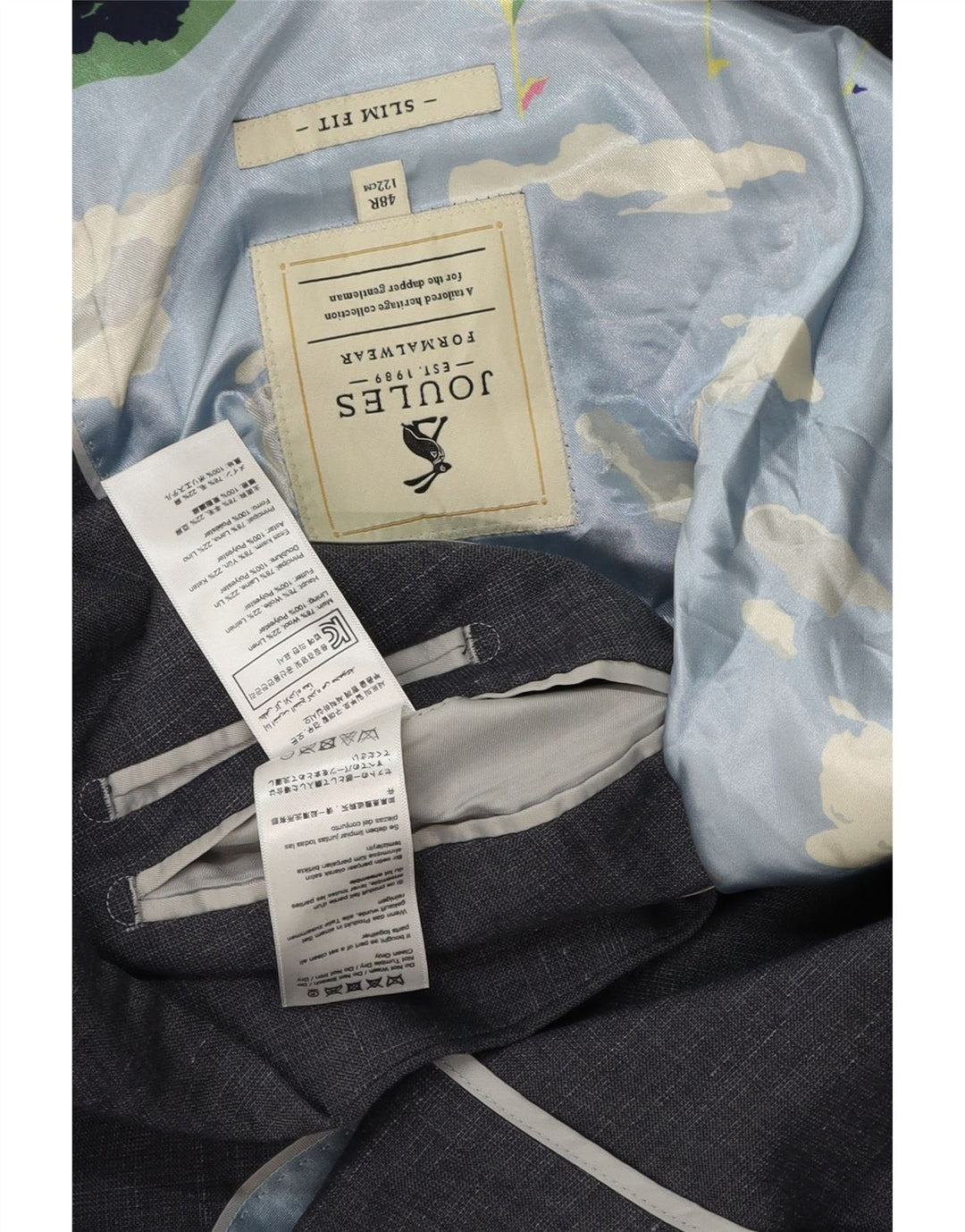 Joules muška uska jakna sa 2 gumba UK 48 4XL siva flekasta vuna