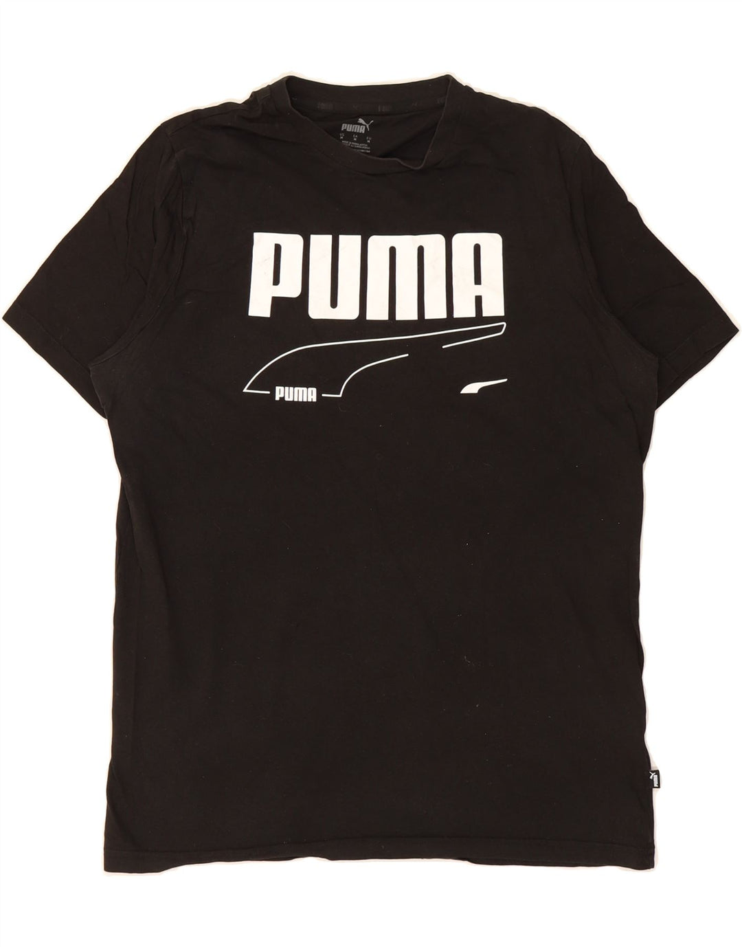 PUMA Mens Graphic T-Shirt Top Medium Black Cotton Vintage Puma and Second-Hand Puma from Messina Hembry 