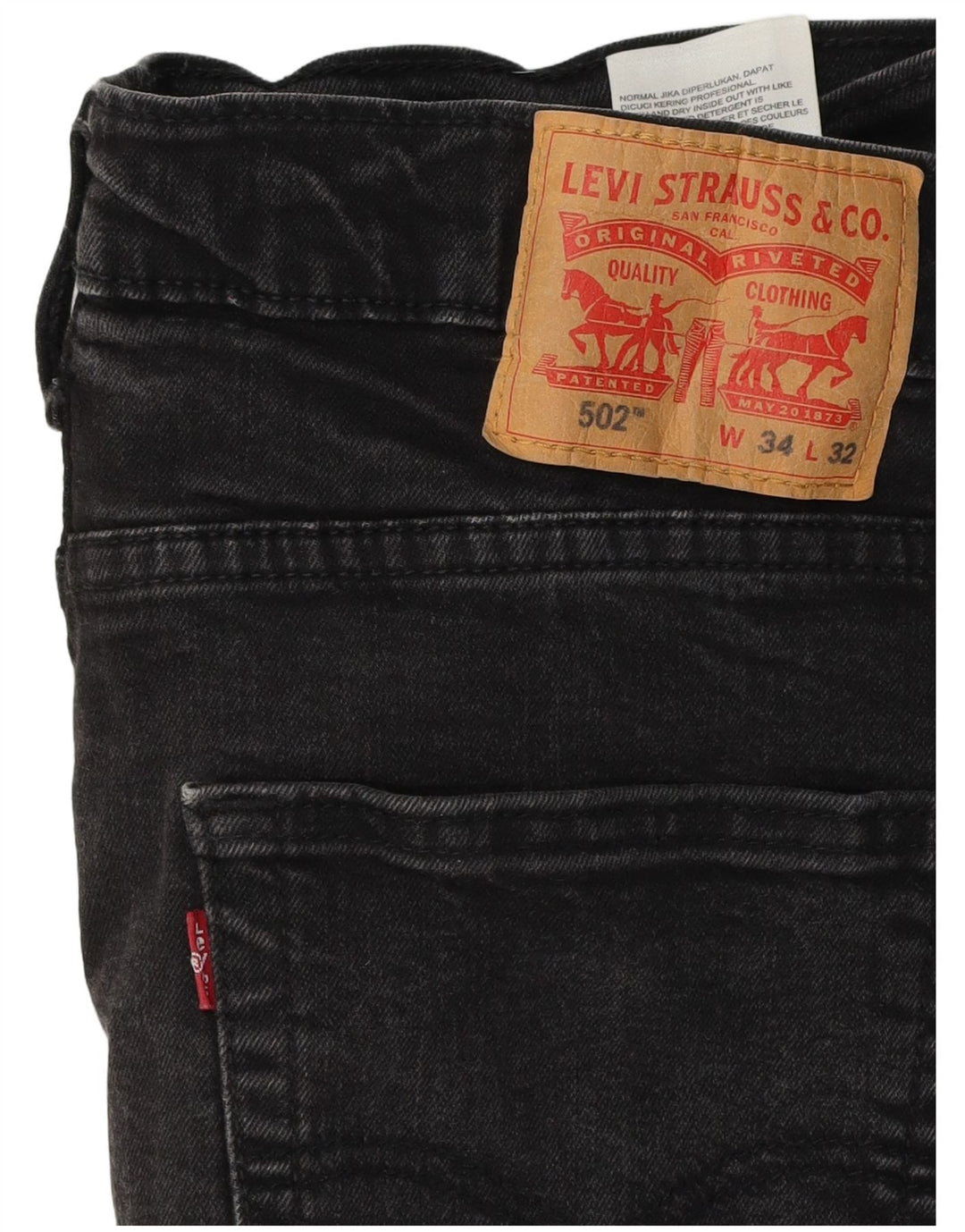 Levi's muške 502 sužene traperice W34 L29 crni pamuk