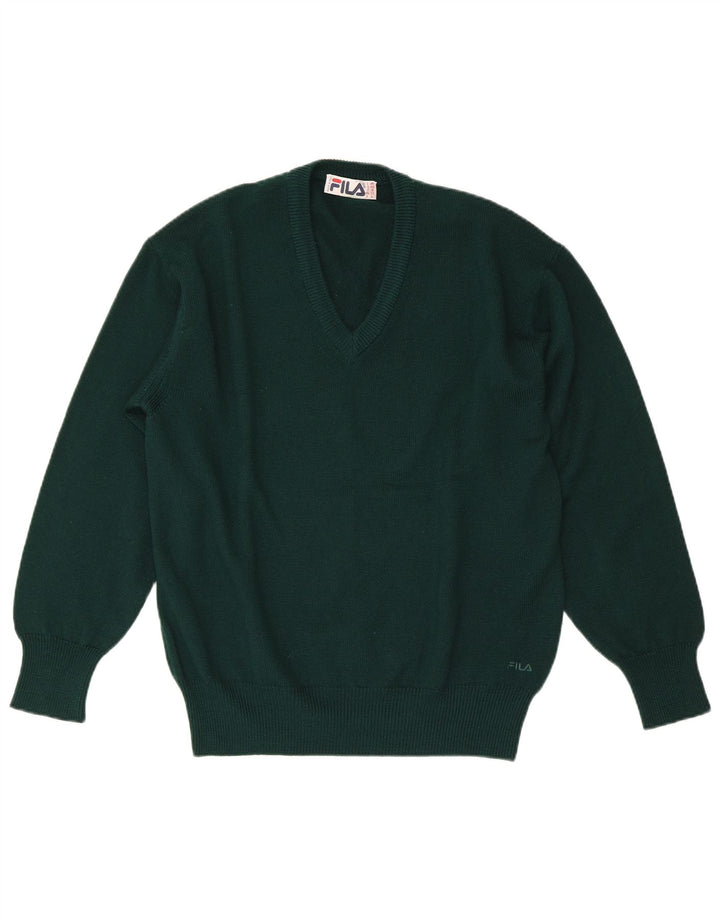 Fila muški pulover s V-izrezom standardnog kroja IT 48 srednje zelene boje