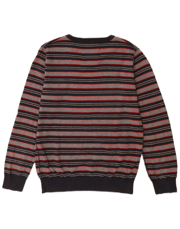 Jack & Jones muški džemper s V-izrezom, pamuk srednje sive pruge