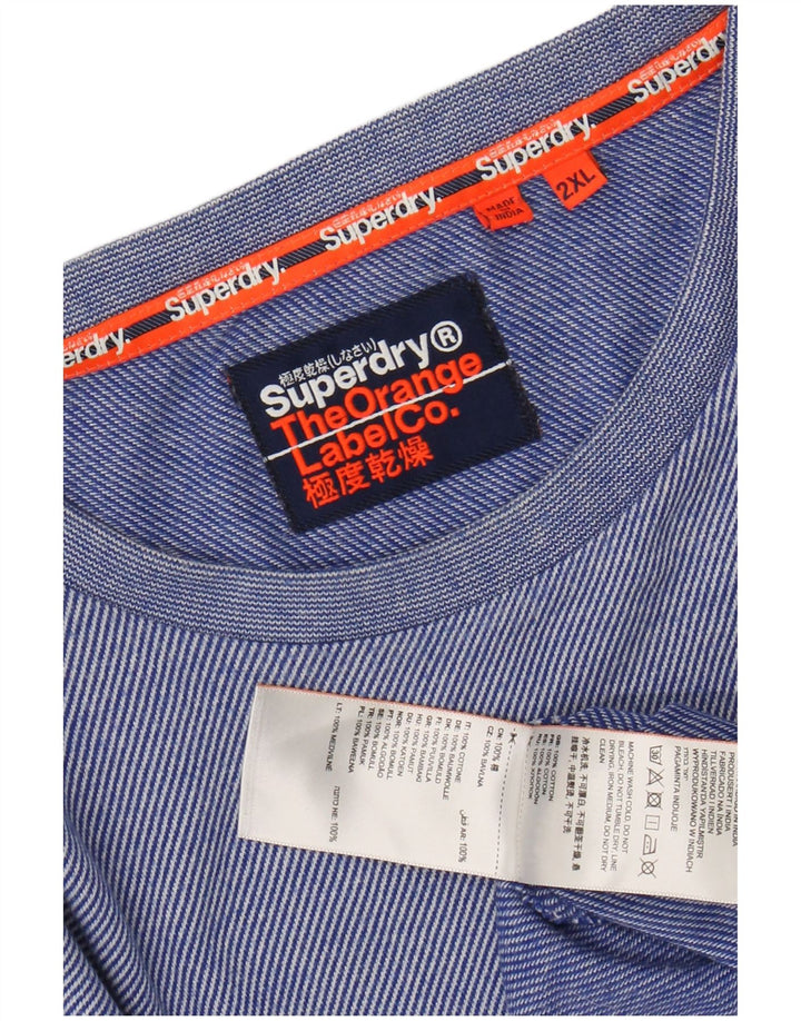 SUPERDRY muška majica kratkih rukava 2XL pamuk s plavim prugama