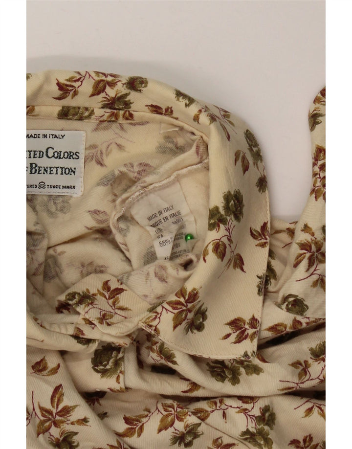 Benetton ženska košulja UK 14 srednje bež cvjetna viskoza
