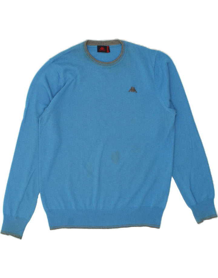 KAPPA Mens Crew Neck Jumper Sweater Medium Blue Nylon Vintage Kappa and Second-Hand Kappa from Messina Hembry 