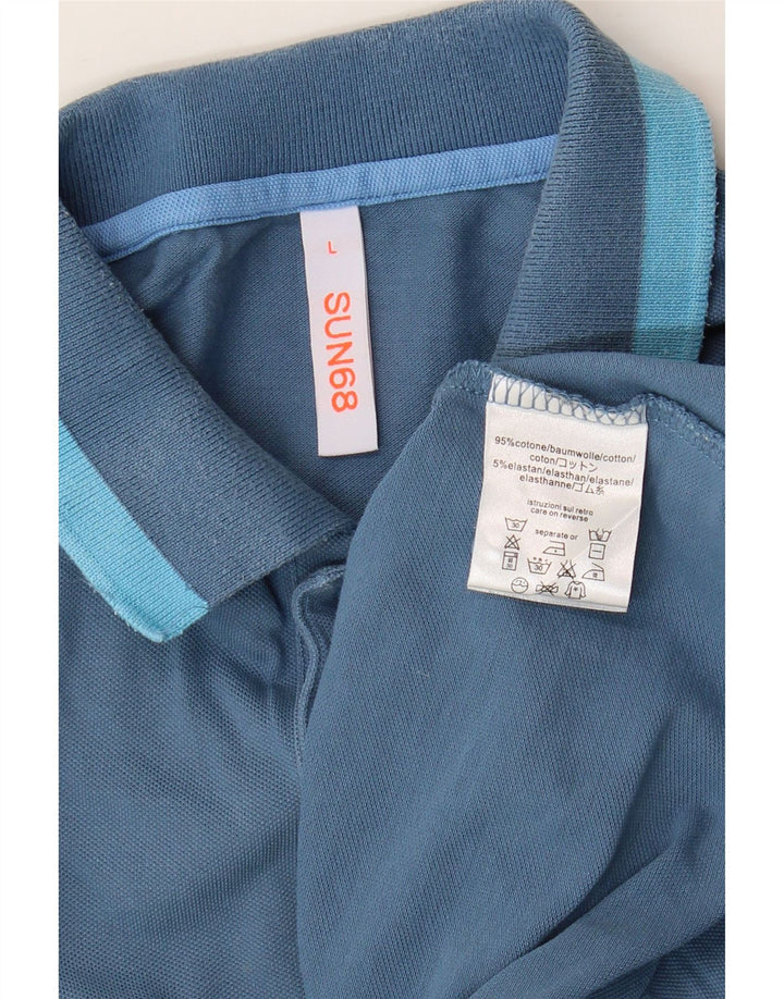 Sun68 Muška polo majica Large Blue Pamuk