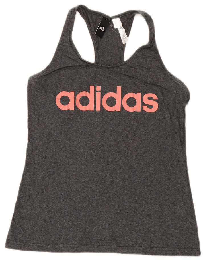 Adidas ženski grafički prsluk UK 12 srednje sivi pamuk