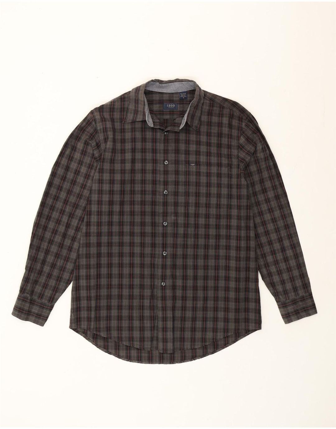 Izod muška karirana košulja, srednje sivi pamuk