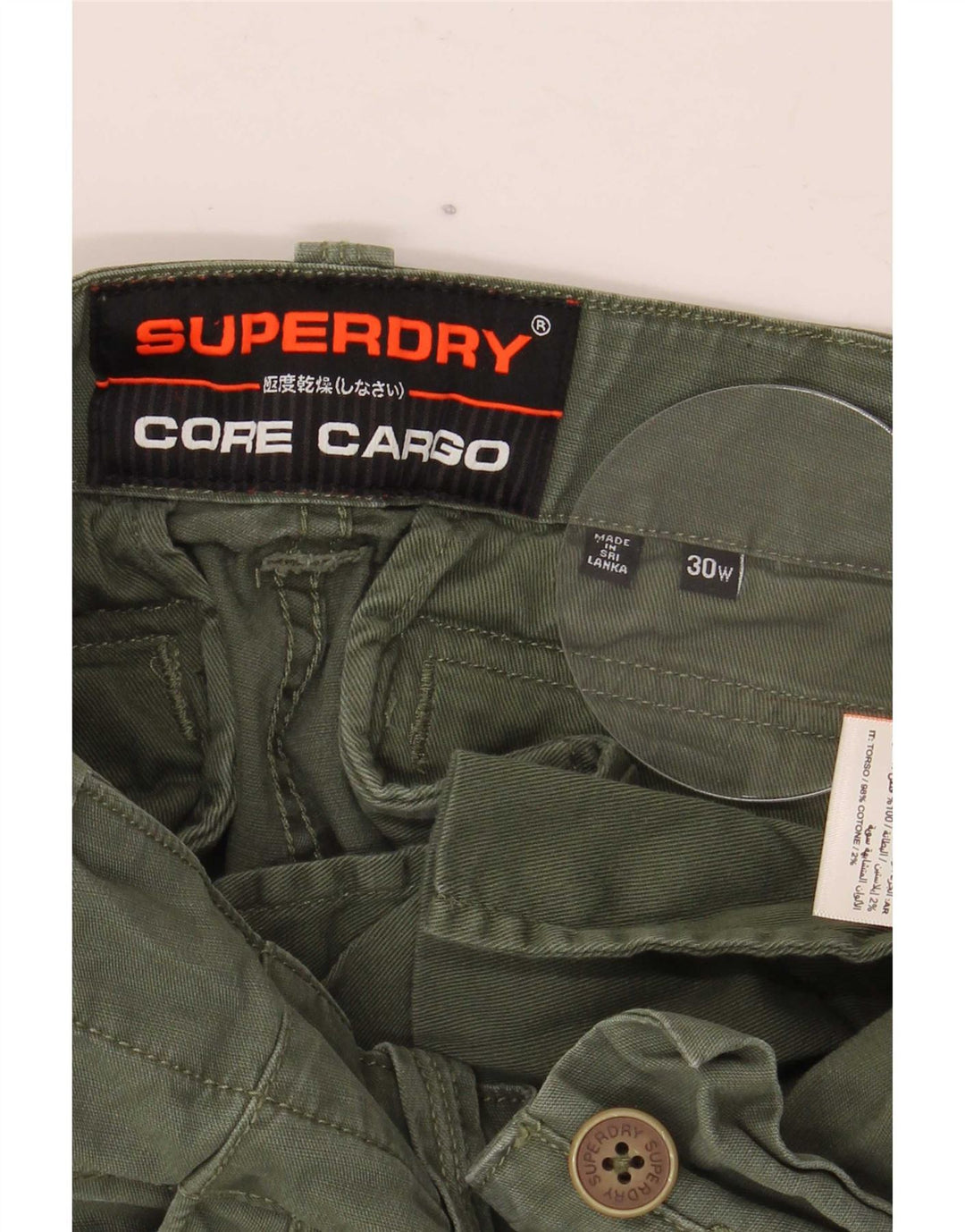 Superdry muške kargo kratke hlače W30 Srednje zeleni pamuk