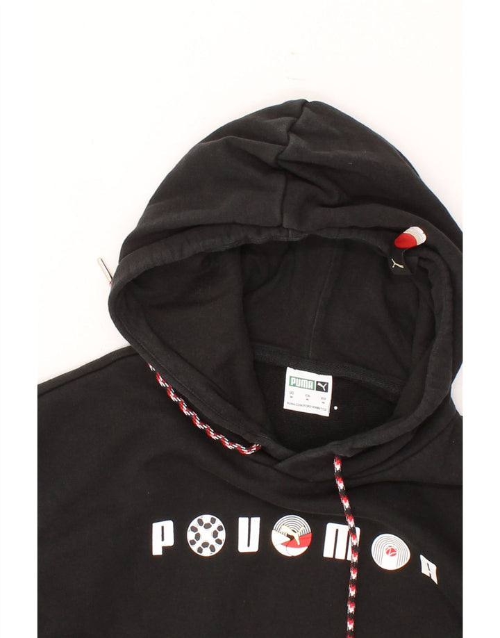 PUMA Mens Graphic Hoodie Jumper Medium Black Cotton Vintage Puma and Second-Hand Puma from Messina Hembry 