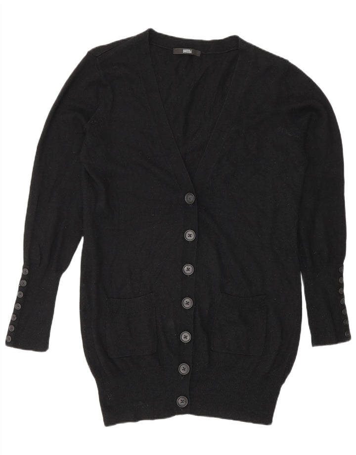 Marks & Spencer ženski dugi kardigan pulover UK 12 srednje crna viskoza