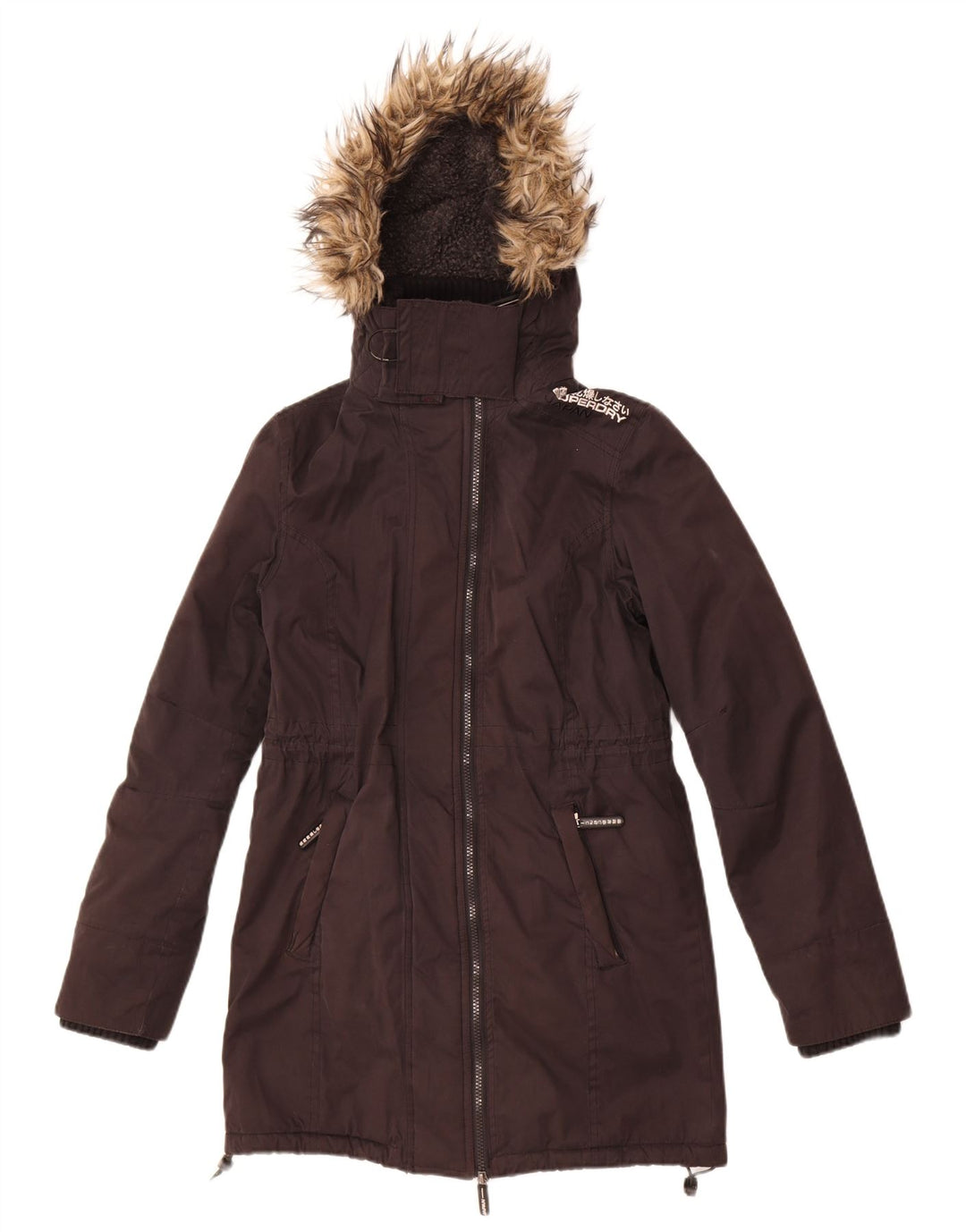 Superdry ženska vjetrovka s kapuljačom UK 10 Mali crni poliester