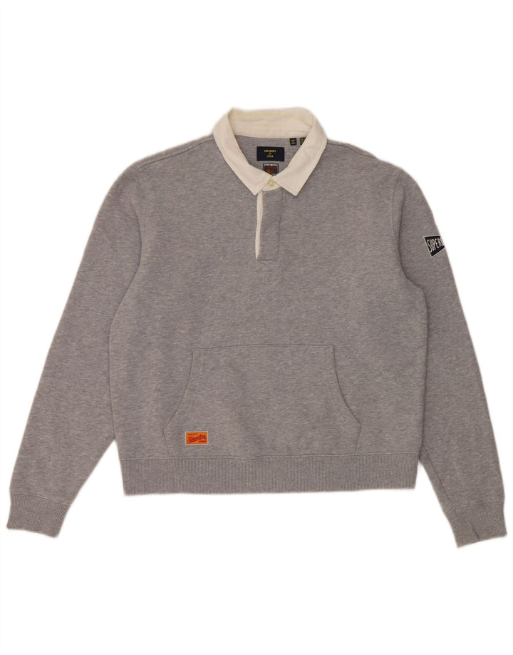 Superdry ženski džemper s velikim polo izrezom UK 12 srednje siva