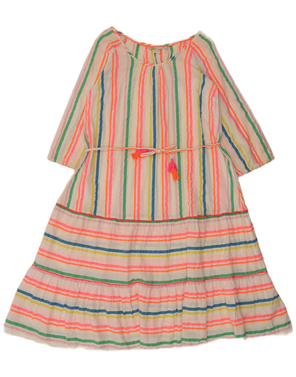 Boden ženska haljina A-kroja s 3/4 rukavima UK 14 Srednje ružičasti pamuk na pruge