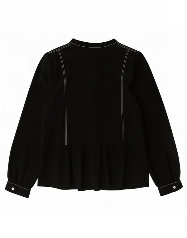Marks & Spencer Womens Long Sleeve Blouse Top UK 16 Large Black Polyester