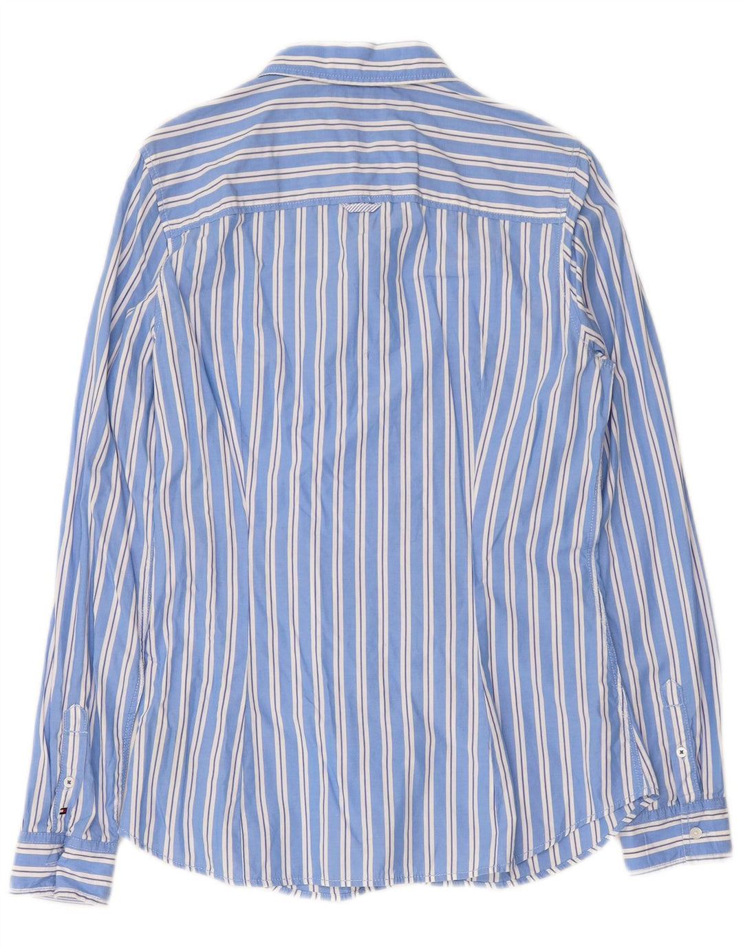 TOMMY HILFIGER Ženska majica s prednjicom s volanima US 10, velike pamučne plave pruge