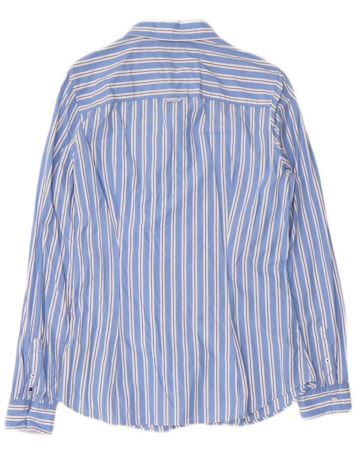 TOMMY HILFIGER Ženska majica s prednjicom s volanima US 10, velike pamučne plave pruge