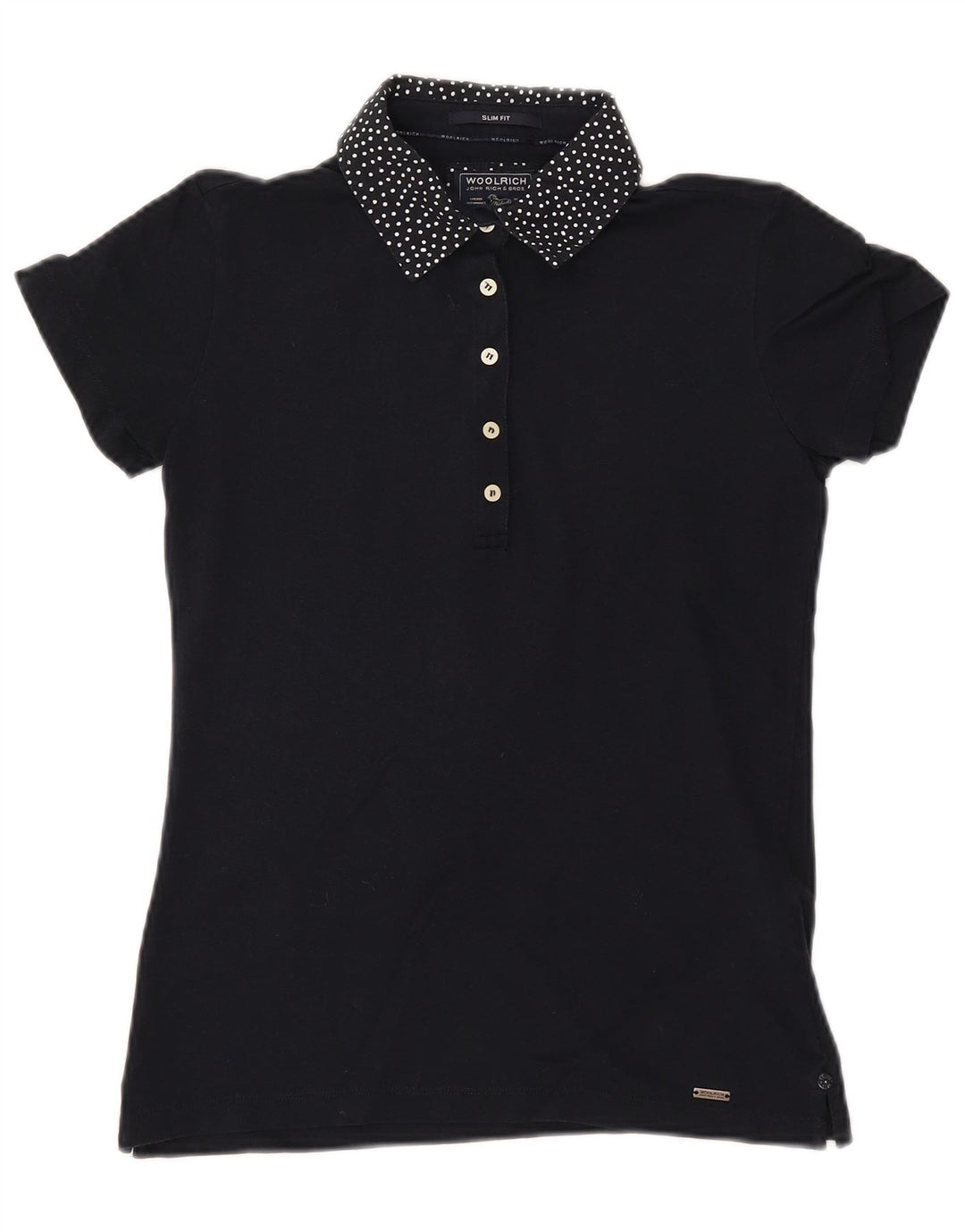 WOOLRICH Ženska uska polo majica UK 12 Srednje tamnoplavi pamuk na točke