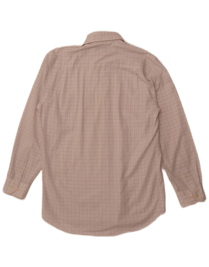 PIERRE CARDIN Mens Shirt Size 15 1/2 Medium White Check Cotton