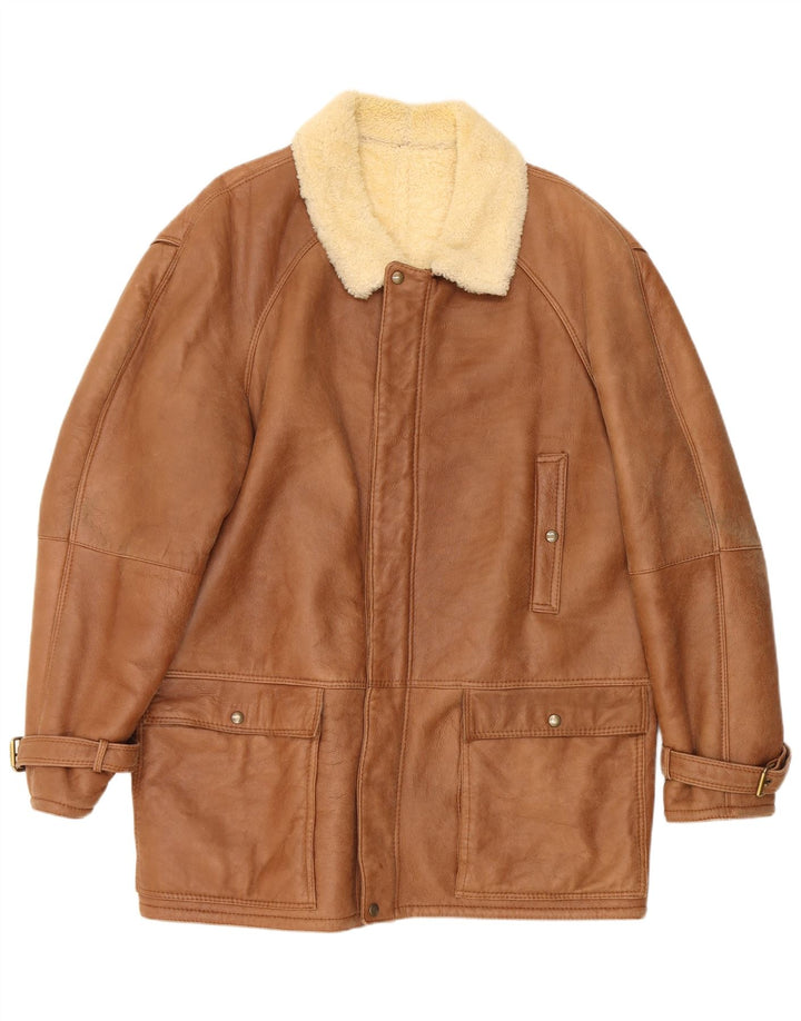 Vintage muška jakna od ovčje kože IT 52 XL Bež ovčja koža