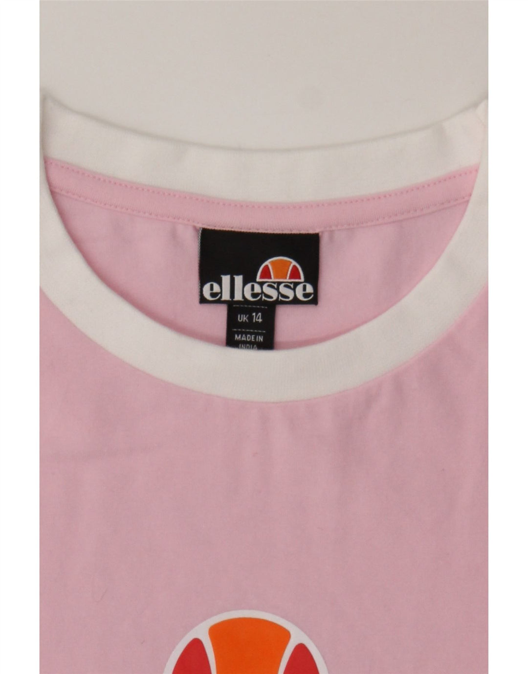 ELLESSE Womens T-Shirt Top UK 14 Medium Pink Cotton Vintage Ellesse and Second-Hand Ellesse from Messina Hembry 