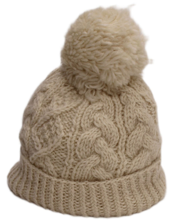 Aran Sweater Market Ženska pletena kapa od bijele vune