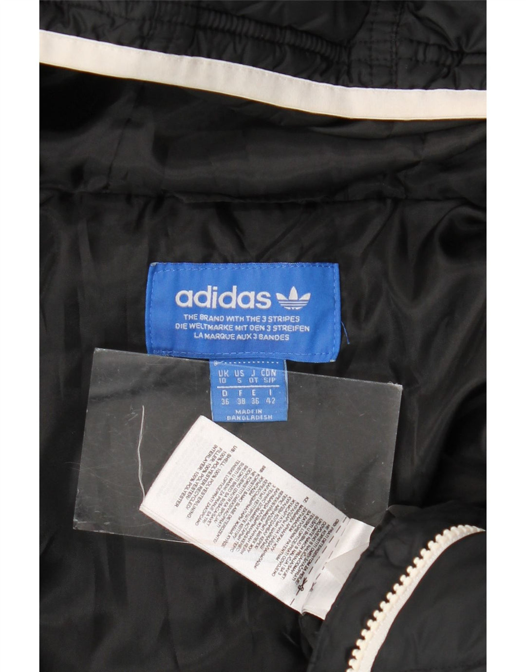 Adidas ženska podstavljena jakna s kapuljačom UK 10, mali crni poliester