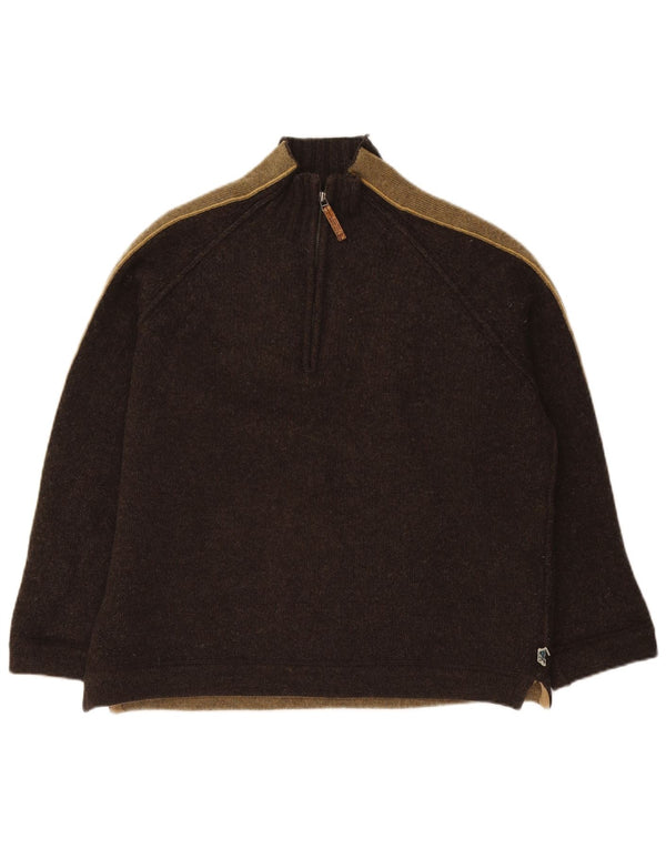 Fat Face muški džemper s izrezom i patentnim zatvaračem XL smeđe vunene boje