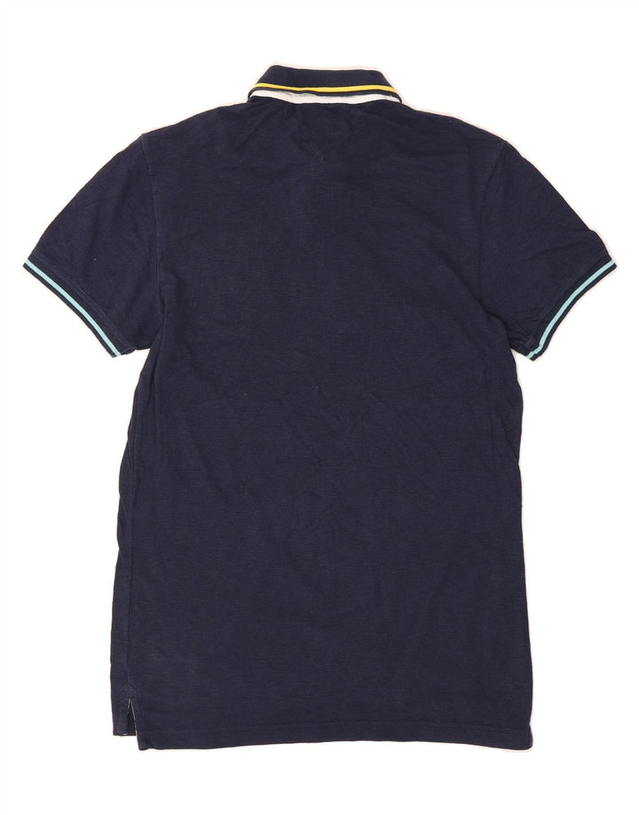TOMMY HILFIGER Mens Graphic Polo Shirt Medium Navy Blue Vintage Tommy Hilfiger and Second-Hand Tommy Hilfiger from Messina Hembry 
