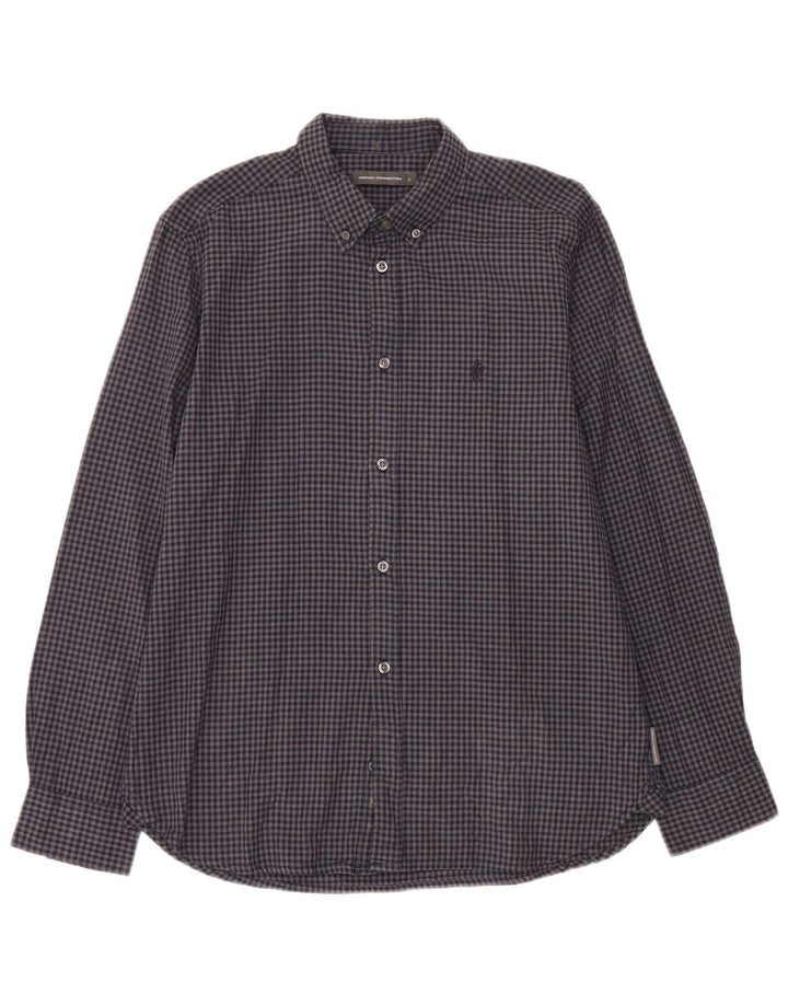 French Connection muška flanelska košulja velika tamnoplava gingham pamuk