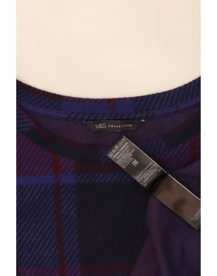 Marks & Spencer ženska majica dugih rukava UK 14 Veliki mornarsko plavi karirani