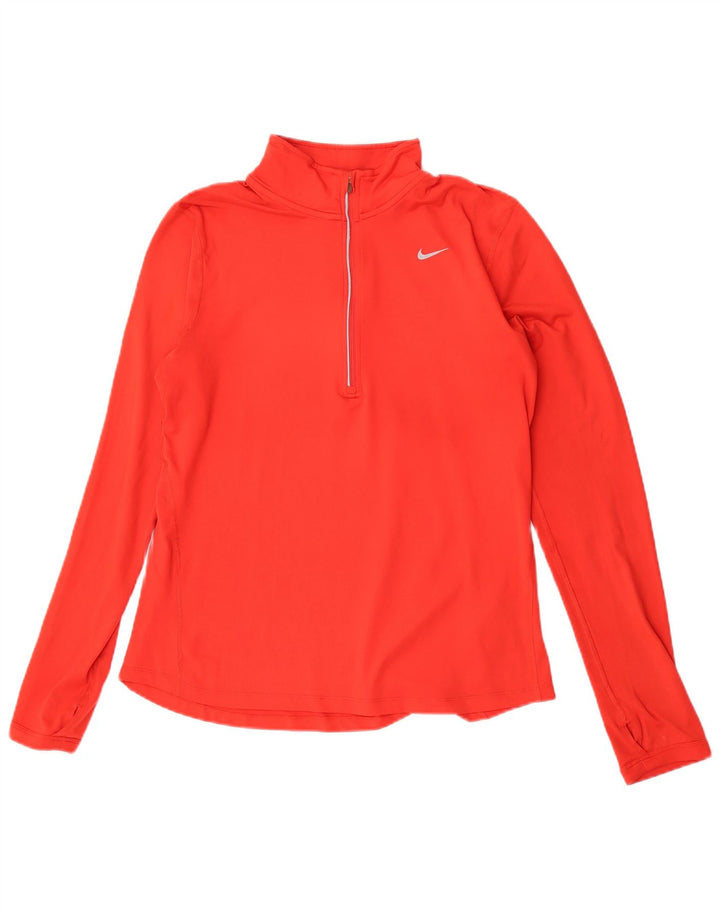 Nike Ženska trenirka s patentnim izrezom UK 14 srednje crvene boje od poliestera