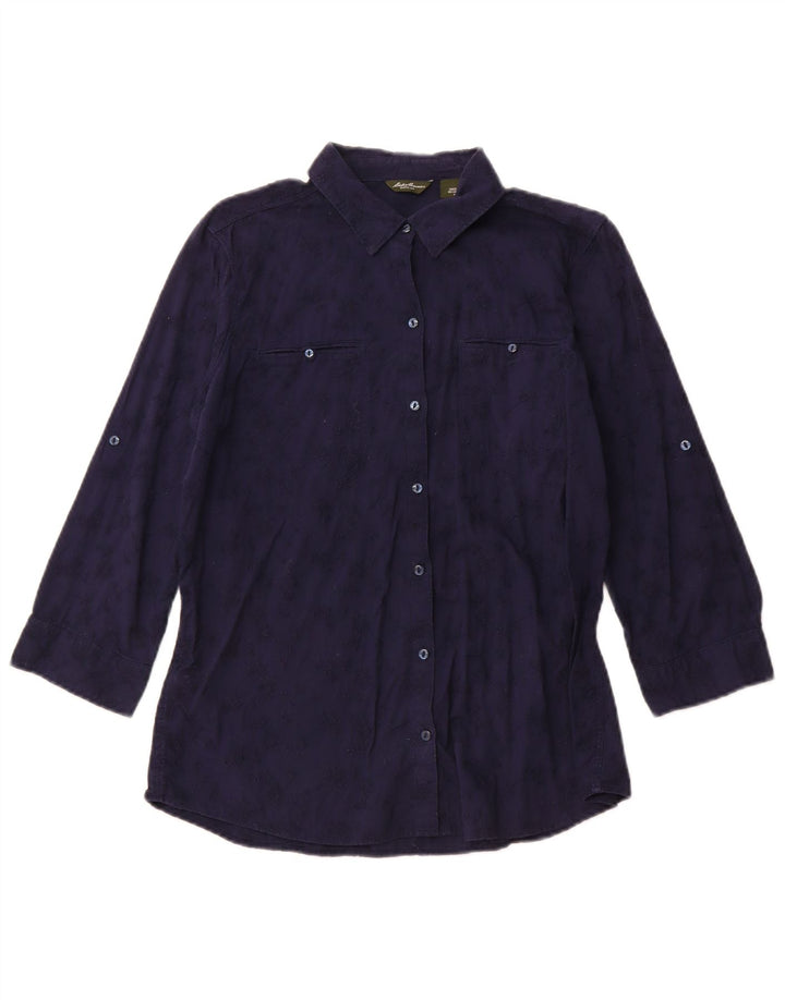 Eddie Bauer Ženska košulja bluza UK 14 Srednje tamnoplava cvjetna pamuk
