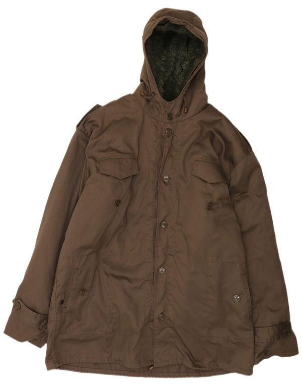 Vintage Mens Hooded Parka Jacket IT 62 6XL Brown