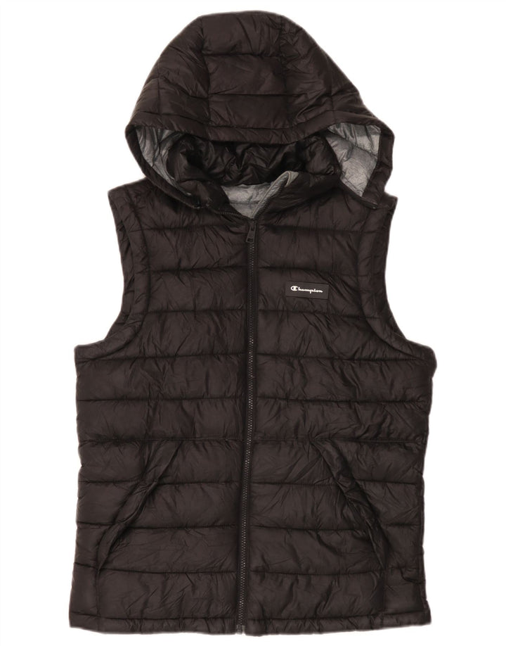 Champion Mens Hooded Padded Gilet UK 36 Small Black Polyester
