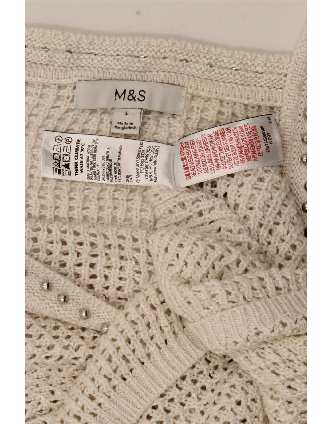 Marks & Spencer ženska majica s heklanim majicama UK 14 Large off white akril