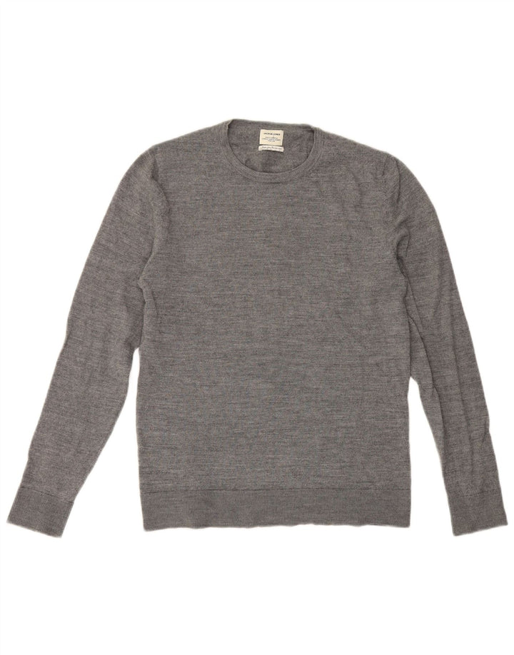 Jack & Jones muški džemper s okruglim izrezom srednje sive vune