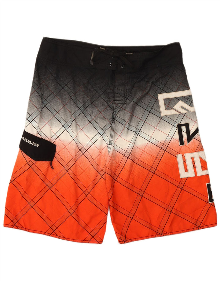 Quiksilver muške kratke hlače za kupanje s grafičkim motivima, veliki narančasti karirani poliester