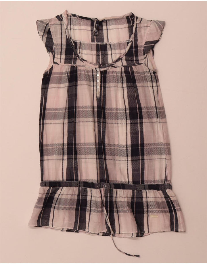 WOOLRICH Ženska tunika bluza Top UK 6 XS bijeli karirani pamuk