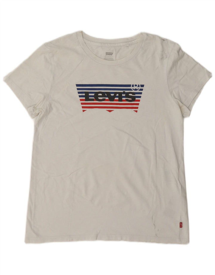 Gornja ženska majica kratkih rukava Levi's s grafičkim motivima UK 14 Srednje bijeli pamuk