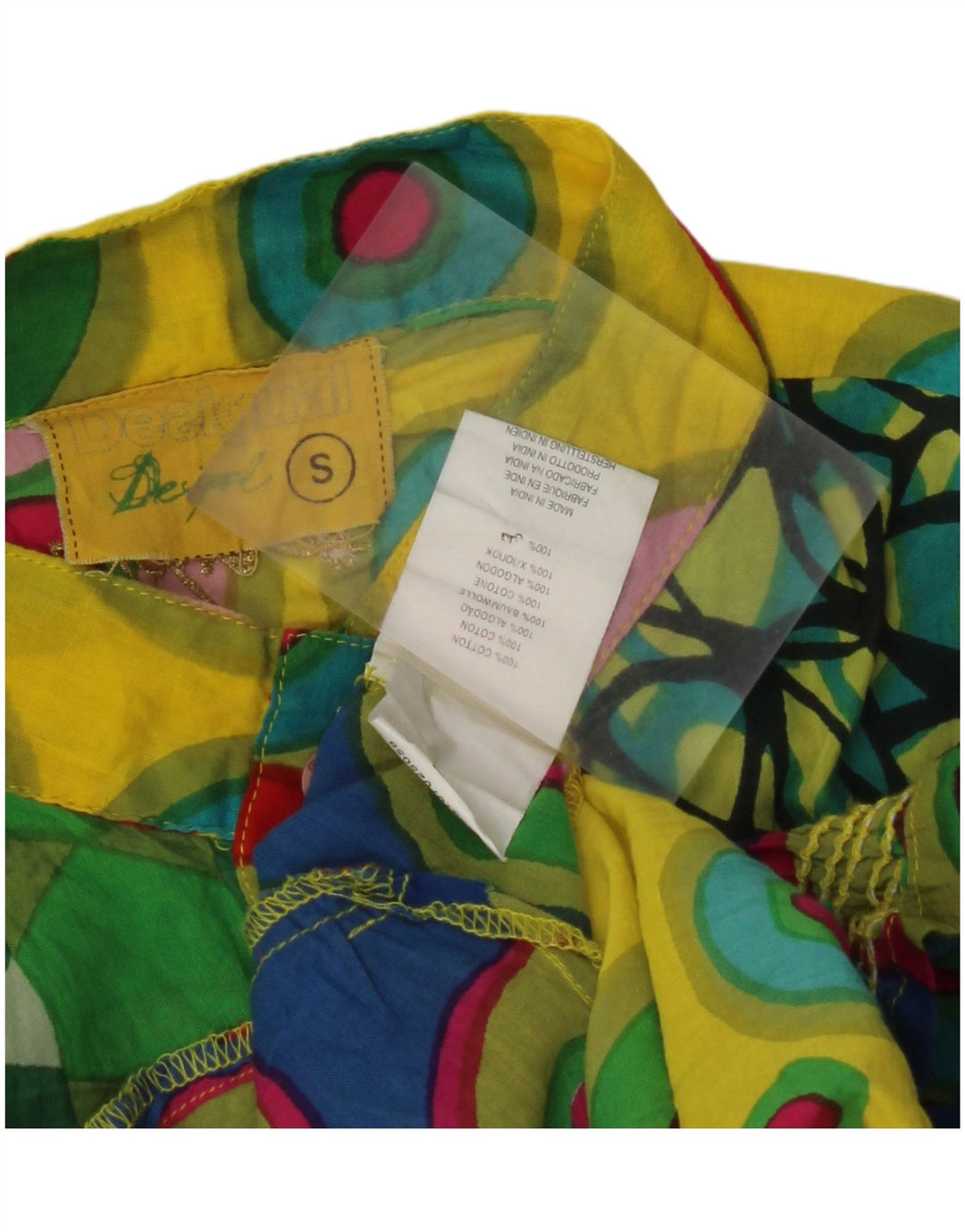 DESIGUAL gornji dio ženske bluze UK 10 malih raznobojnih geometrijskih pamuka