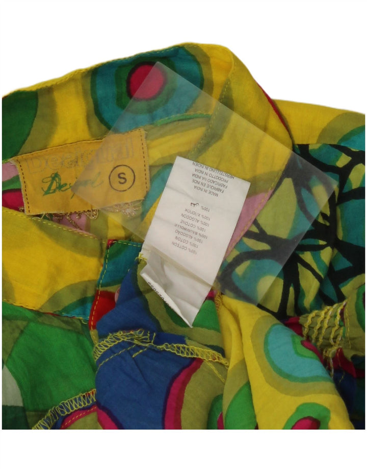 DESIGUAL gornji dio ženske bluze UK 10 malih raznobojnih geometrijskih pamuka