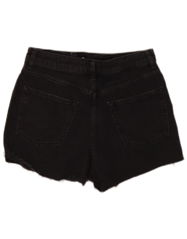 Topshop Ženske kratke traper hlače za mame, UK 10, male W28, crni pamuk