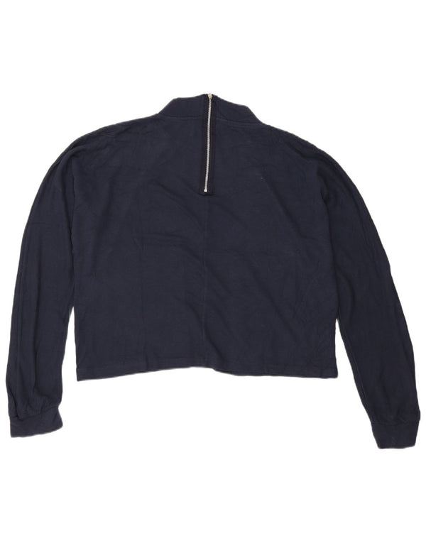 Zara ženska prevelika majica s izrezom i dugim rukavima s patentnim zatvaračem UK 16 Large tamnoplava